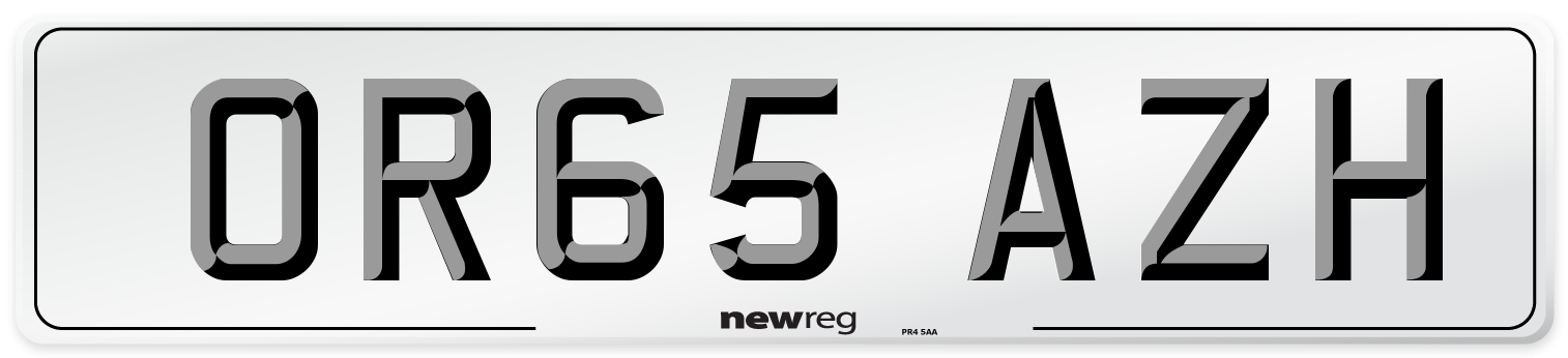 OR65 AZH Number Plate from New Reg